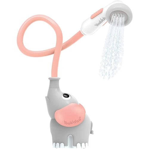 Yookidoo Baby Bath Shower Head - Elephant Water Pump and Trunk Spout Rinser - for Newborn Babies in Tub Or Sink (Pink)