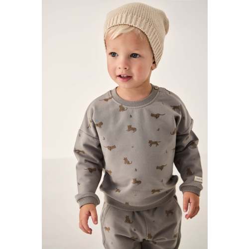 Organic Cotton Damien Sweatshirt - Lenny Leopard Sage