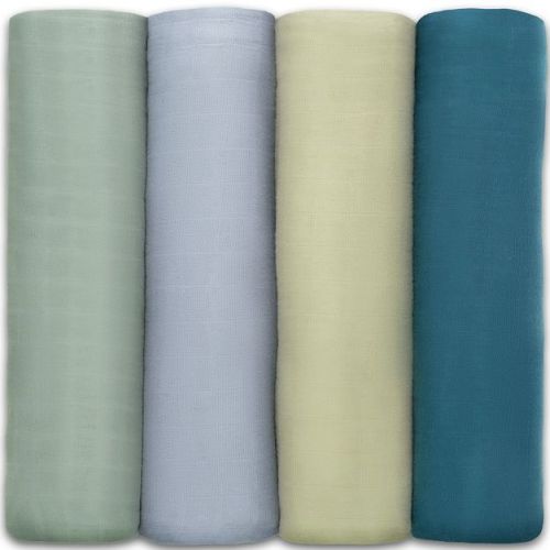 Muslin Swaddle Blankets Neutral Receiving Blanket for Boys and Girls by Comfy Cubs Cubs (Sage, Pacific Blue, Fern, Neptune)
