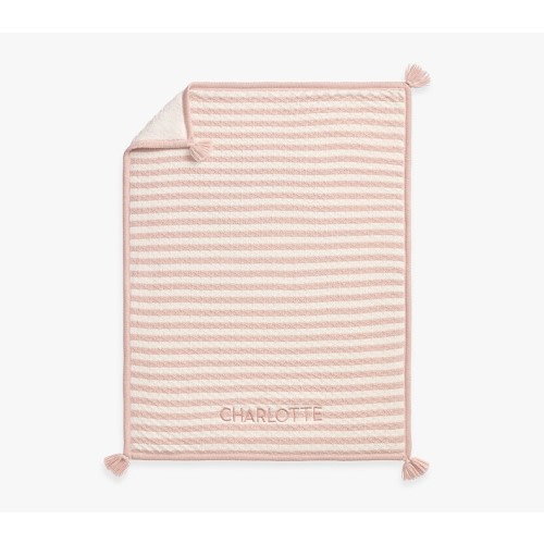 Striped Luxe Cable-Knit Sherpa Baby Blanket