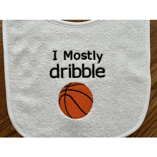 Basketball "I Mostly dribble"  Baby Bib | Baby Gift | Basketball Theme Baby Gift| Sports Theme Bib