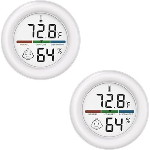 2 Pcs LCD Digital Hygrometer Thermometer, Thermometer Room Temperature, Indoor Hygrometer Thermometer with Temperature Humidity Monitor for Bedroom, Baby Room, Warehouse, Cellar, car, Office