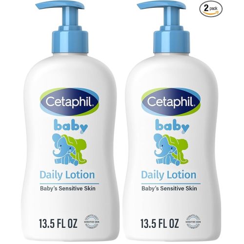 Cetaphil Baby Daily Lotion with Organic Calendula |Vitamin E | Sweet Almond & Sunflower Oils |13.5 Fl. Oz (Pack of 2)