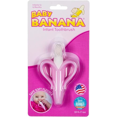 Baby Banana The Original Toothbrush Training Teether Toy, for Babies Infants Toddlers; Teething Relief for Sore Gums, Massaging Soothing; Safest Food Grade Silicone; USA Family-Owned Business