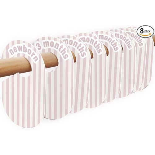 8 Pack Baby Closet Dividers – Pure Green Nursery Organizer for Baby Clothes 0-24 Months, Closet Size Markers, Baby Clothing Organizer for Nursery (pale pink)