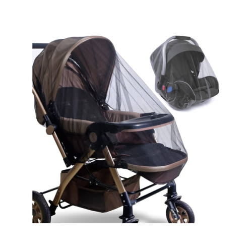 Baby Stroller Mosquito Net (2 Pack) - Durable Mesh Protection for Bassinets, Cradles, Playards, Pack N Plays & Portable Mini Cribs | Breathable Universal Fit Insect Barrier (Black)
