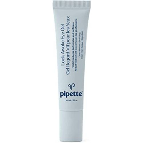 Pipette Look Awake Eye Gel - Eye Roller for Puffiness, Wrinkles, Dark Circles under Eye Treatment for Women, Unique Peptide Formula with Moisturizing Squalane, Hypoallergenic, 0.5 fl oz