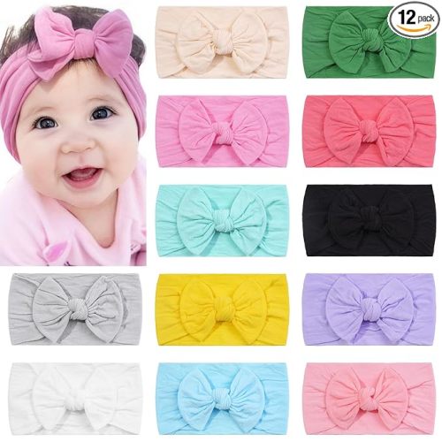Super Stretchy Soft Knot Headbands with Hair Bows Head Wrap Hair Accessories For Newborn Baby Girls Infant Toddlers Kids