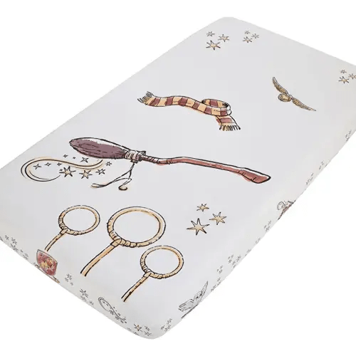 Warner Brothers Harry Potter Magical Moments White and Gold Photo Op Fitted Crib Sheet