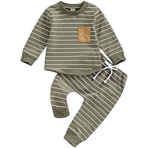 Toddler Baby Boy Clothes Fall Winter Outfit Patchwork Long Sleeve Sweatshirt Tops Stretch Pants Newborn Playwear Set