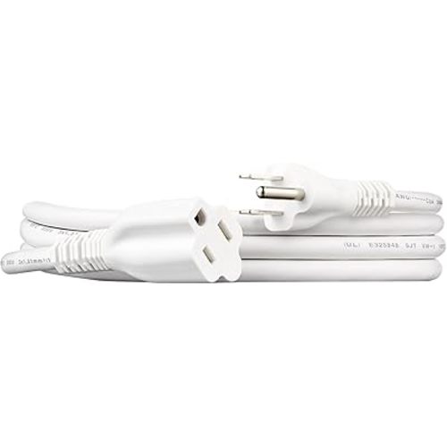 Amazon Basics Extension Cord, 6 Ft, 3 Prong Outlet Extender, Indoor Extension Cord, 13 Amps, 125V, White