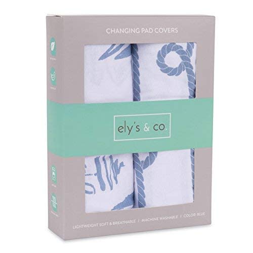 Ely's & Co. Changing Pad Cover Set | Cradle Sheet Set 100% Cotton Jersey Knit 2 Pack (Blue)
