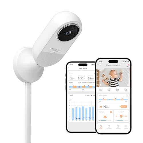 Cheego X3 Pro Smart Baby Monitor with Real-Time Contactless Breathing& Sleep Tracking, Cry& Face Cover Detection, Wall Mount& 2K Wi-Fi HD Video Camera and 2-Way Talk, Nightlight and Night Vision