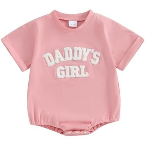 Sejardin Newborn Baby Girl Romper Daddys Girl Summer Clothes Short Sleeve Round Neck Playsuit Infant Girl Outfit