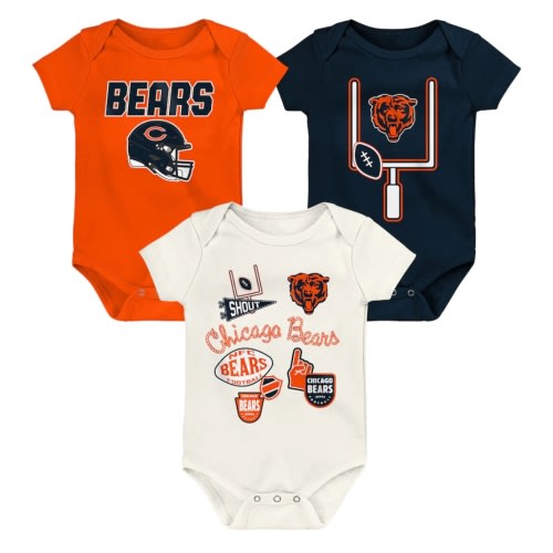 Infant & Newborn Outerstuff Chicago Bears Littlest Player Three-Piece Bodysuit Set