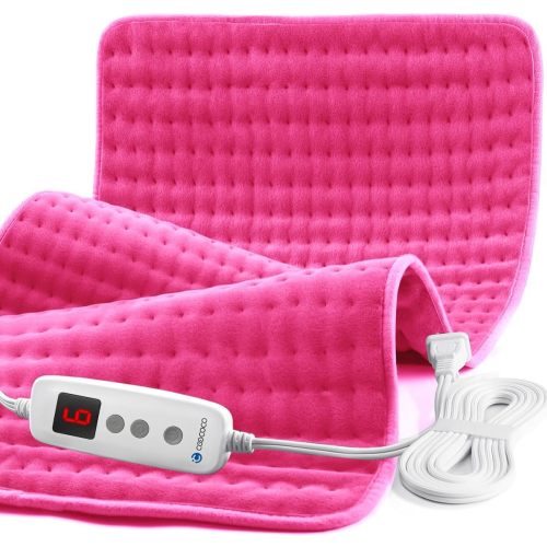CooCoCo Pink Heating Pad for Period Cramps, 18" x 33" Large Heating Pad for Back, FSA Eligible Cute Heated Pad, 6 Heat Settings, Auto Off, Moist Heat, Heat Pad for Women Mom Wife Teens