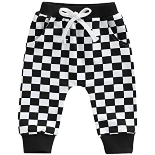 Toddler Baby Boy Girl Checkerboard Plaid Pants Elastic Waist Casual Trousers Spring Summer Fall Winter Long Pants