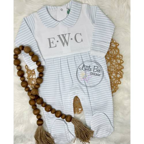 Baby Boy Coming Home outfit | Baby Boy Church outfit | Newborn Outfit | Baby Gift | Baby Blue Stripe Outfit