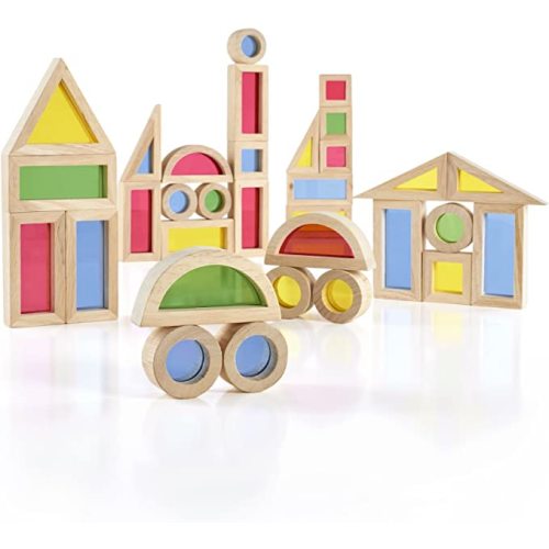 Guidecraft Jr. Rainbow Blocks: 40 Piece Set - Kids Learning & Educational Toys, Stacking Blocks - 40 pc. Set