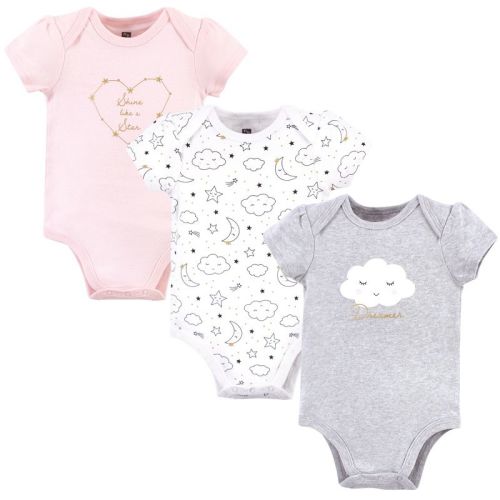SIZE 0-3 MONTHS - Hudson Baby Infant Girl Cotton Bodysuits 3pk, Dreamer, Size: 0-3 months