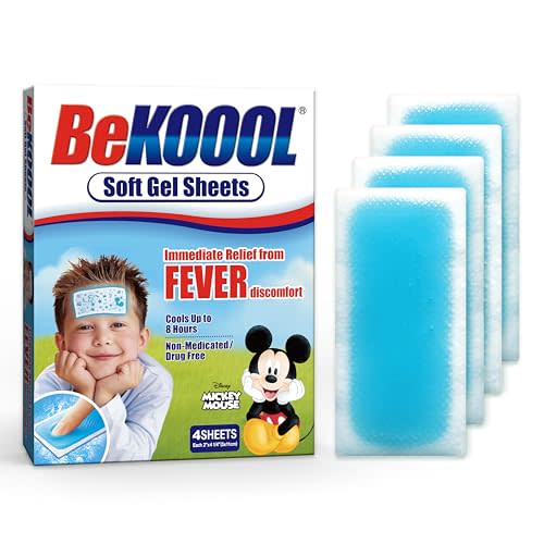 BEKOOOL Soft Gel Sheets for Kids for Cooling Relief from Fever discomfort | 4 Count