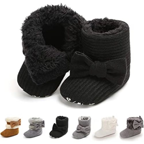 E-FAK Baby Boy Girl Boots Newborn Shoes Winter Snow Bowknot Anti-Slip Soft Sole Warm Infant Toddler Prewalker Booties