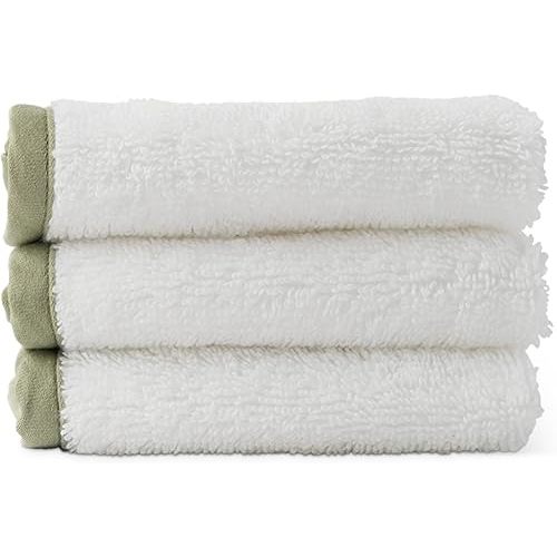 Lalo Baby Washcloths 3-Pack - 100% Organic Cotton, Soft & Absorbent, Gentle on Sensitive Skin, Machine Washable Soft Kids Washcloths - Sage