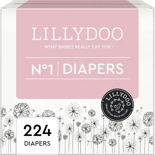 Diapers - Size 1 (4-11 lbs), Monthly Supply (224 Count),Skin-Friendly, Ultra Soft, Chlorine-Free & Absorbent Baby Diapers