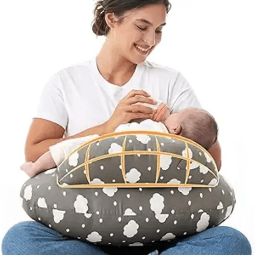 Momcozy Original Nursing Pillow for Breastfeeding-Pioneering Safety Fence- Wider Feeding Pillows for More Support for Mom & Baby- Easier Nursing & Hand Free- Fit for All, Removable Cotton Cover