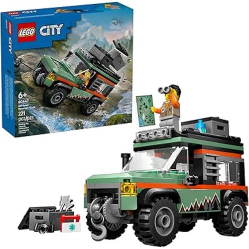 LEGO City Off-Road 4x4 Mountain Truck Toy - Building Toy Set for Kids, Boys and Girls, Ages 6+ - Fun Gift Idea for Birthdays and Holidays - with Adventurer Minifigure and Accessories - 60447