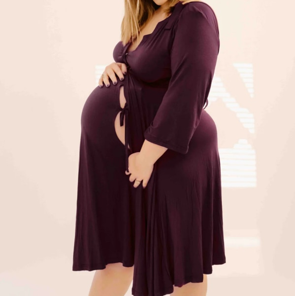 Lila Labor & Postpartum Gown in Plum