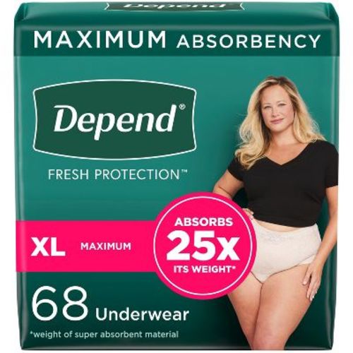 Depend Fresh Protection Adult Incontinence & Postpartum Underwear For Women - Maximum Absorbency - M - Blush - 18ct