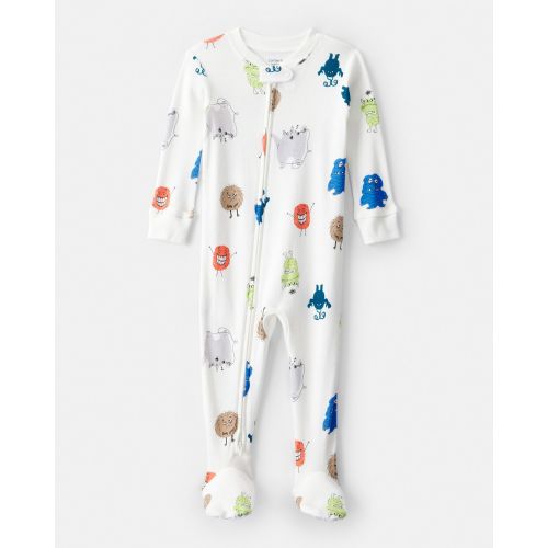 Toddler Boy Monster 100% Cotton Snug Fit Footie 1-Piece Pajamas - Ivory | Carter's