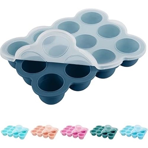 Baby Food Storage Container -12 x 1.5OZ Silicone Baby Food Freezer Tray with Silicone Lid, Baby Food Freezer Containers for Homemade Baby Food, Vegetables & Fruit Purees - Midnight Blue