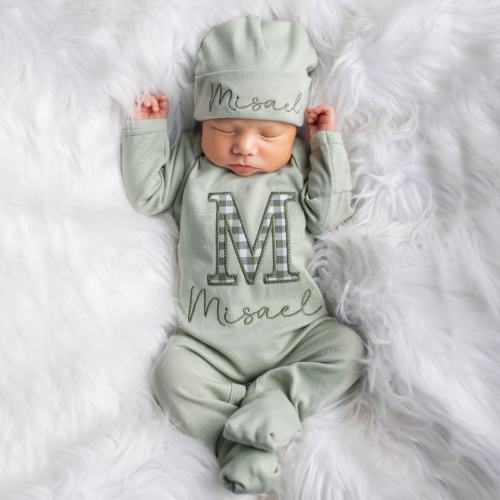 Newborn Boy Clothes Newborn Boy Coming Home Outfit Baby Boy Gift Newborn Boy Outfit Monogrammed Baby Boy Outfit Newborn Hat Newborn Gift