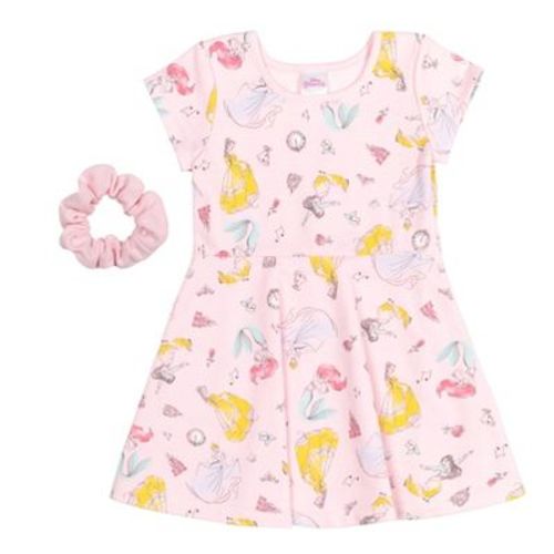 Disney Princess Belle Cinderella Ariel Infant Baby Girls French Terry Skater Dress Mulan Pink 18 Months