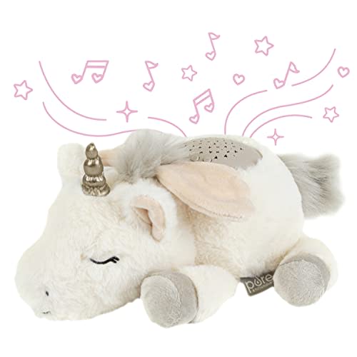 PureBaby Sound Sleepers Portable Sound Machine & Star Projector - Plush Sleep Aid for Baby and Toddlers with Soothing Night Light Display, 10 Lullabies, White Noise, and Heartbeat Sounds (Unicorn)
