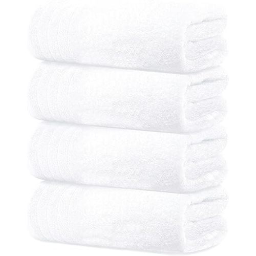 Tens Towels Pack of 4 Extra Large Bath Towels 30 x 60 Inches, 100% Cotton, Larger & Lighter Weight, Quicker to Dry, Super Soft and Absorbent, Perfect for Bathroom, White