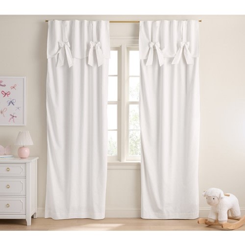 Evelyn Linen-Blend Bow Valance Blackout Curtain