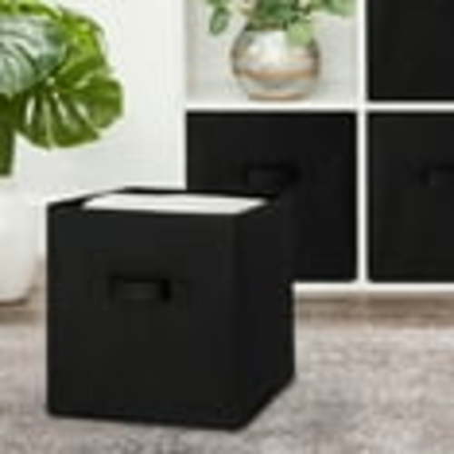 Mainstays Collapsible Cube Fabric Storage Bins (10.5" x 10.5"), 6 Pack, Rich Black