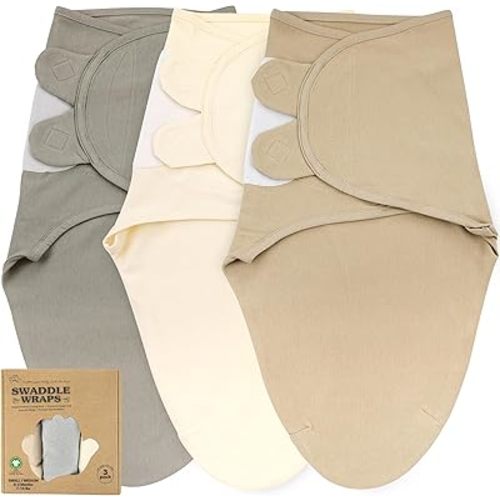 Bublo Baby Swaddles for Newborns – 3-Pack Infant Swaddles 0-3 Months – Adjustable Swaddle Sleep Sack – Soft Organic Cotton Baby Wrap for Safe & Cozy Sleep (Solid Grey)
