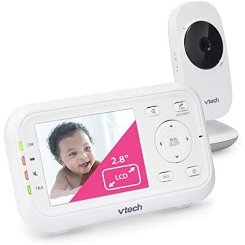 VTech Video Baby Monitor with 1000ft Long Range, Auto Night Vision, 2.8” Screen, 2-Way Audio Talk, Temperature Sensor, Power Saving Mode, Lullabies and Wall-mountable Camera with bracket, White