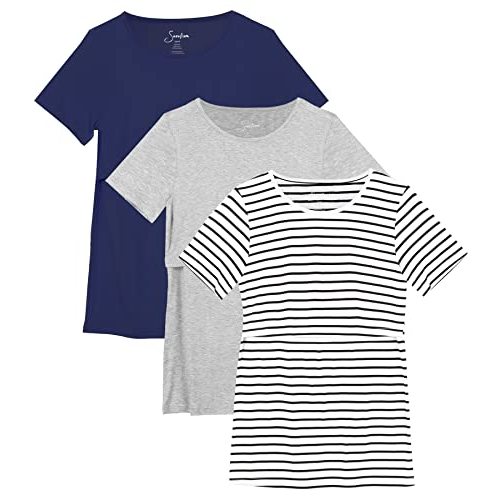 Sosolism 3 Pack Nursing Top Summer Short Sleeve Breastfeeding Shirts for Women Casual Round Neck Pumping Tshirts