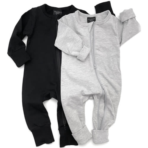 9-12 months 2-Way Zip Romper - Black & Gray