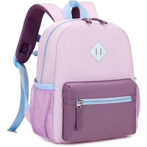 Toddler Backpack for Girls, 12'' Mini Preschool Backpack for Kids Age 2-4 Years Old Small Toddler Bookbag for Kindergarten with Chest Buckle and Reflective Strip, Purple