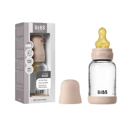 Bibs Glass Bottle Latex 120 Ml Slow Flow Blush | Baby Bunting AU