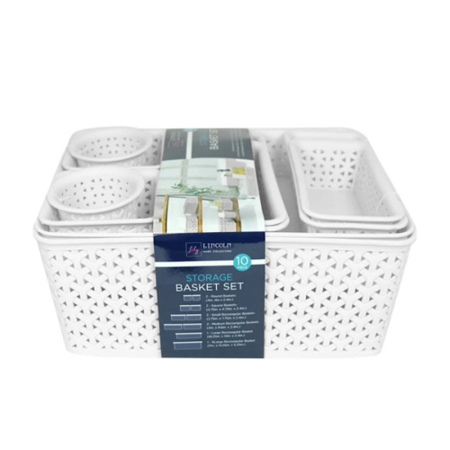 10-Piece Y-Weave Storage Basket Set, Bright White