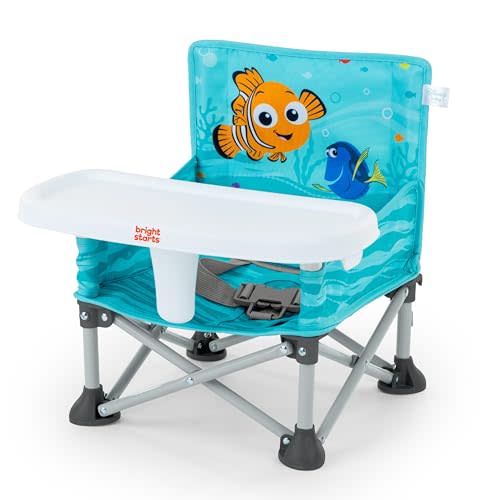 Bright Starts Disney Finding Nemo Pop 'N Sit Portable Booster, Indoor/Outdoor Use, Floor Seat with Feeding Tray, 6 Mos - 3 Yrs