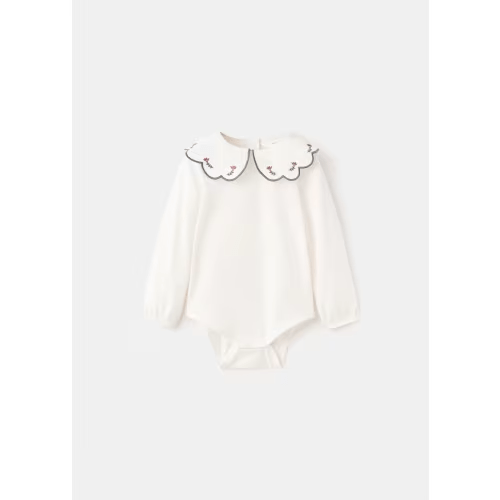 Embroidered babydoll-neck body - Kids | MANGO USA