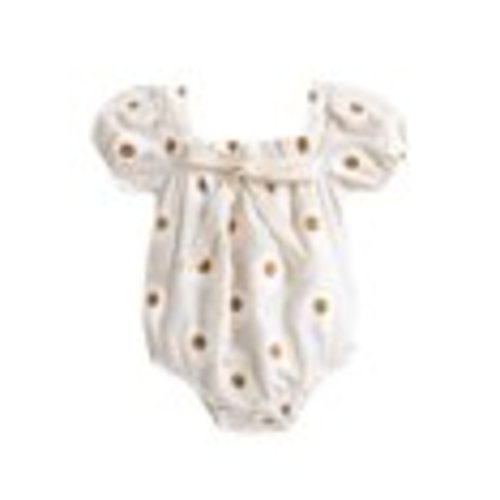 Bagilaanoe Newborn Baby Girl Summer Clothes 3M 6M 12M 18M Cotton Linen Vintage Floral Romper Square Neck Short Sleeve Bodysuit Jumpsuit